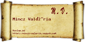 Mincz Valéria névjegykártya